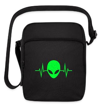 Alien Head Heartbeat Pulse ECG - Upright Crossbody Bag - black - Front