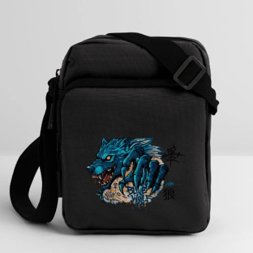 Blue Wolf Graffiti Street Art - Upright Crossbody Bag