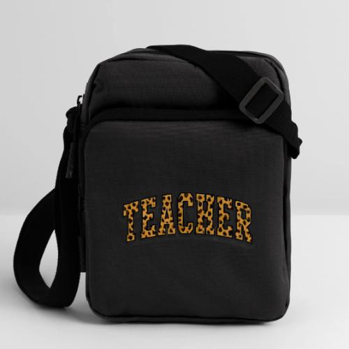 Leopard Print Teacher Typography - Upright Crossbody Bag