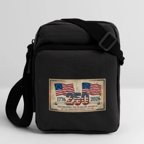 USA 250th Anniversary Flags Emblem - Upright Crossbody Bag