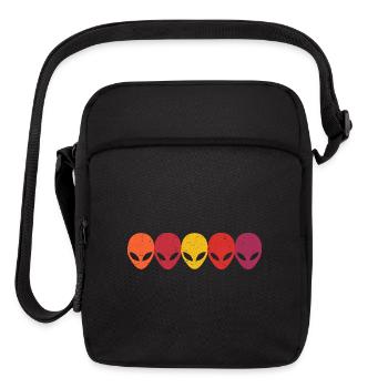 Alien Heads Faces Extraterrestrials Retro Vintage - Upright Crossbody Bag - black - Front