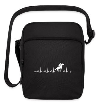 Horse Racing Heartbeat Horse Lover Design Racing - Upright Crossbody Bag - black - Front