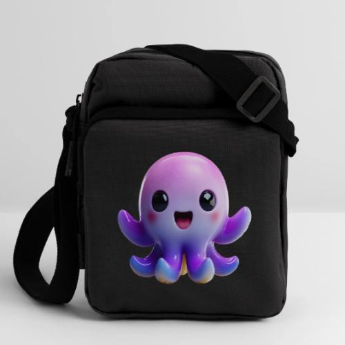 Joyful Cartoon Purple Baby Octopus with Big Smile - Upright Crossbody Bag