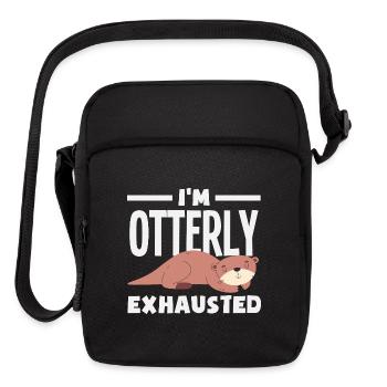 Sea Otter Cartoon Pun Funny - Upright Crossbody Bag - black - Front