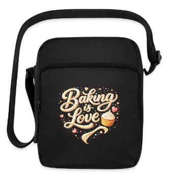 Baking is Love Baking Saying Design - Upright Crossbody Bag - black - Front