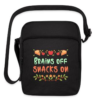 Brains Off snacks on-school lunch break t-shirt - Upright Crossbody Bag - black - Front