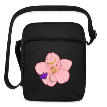 Pastel Hibiscus Butterfly Charm - Upright Crossbody Bag - black - Front