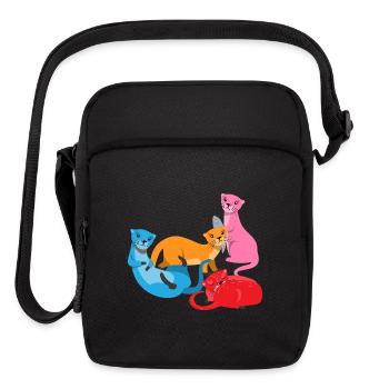 Sea Otter Cartoon Otters - Upright Crossbody Bag - black - Front