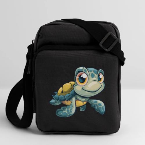 Playful Cartoon Baby Sea Turtle with a Smile - Upright Crossbody Bag