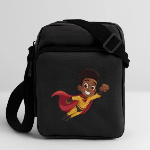 Flying Cartoon Superhero Boy in Red Cape - Upright Crossbody Bag