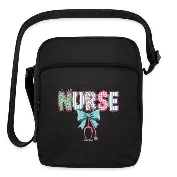 Nurse Floral Stripes with Stethoscope - Upright Crossbody Bag - black - Front