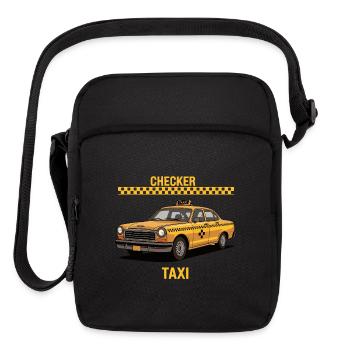 Retro Taxi Checker Design - Upright Crossbody Bag - black - Front