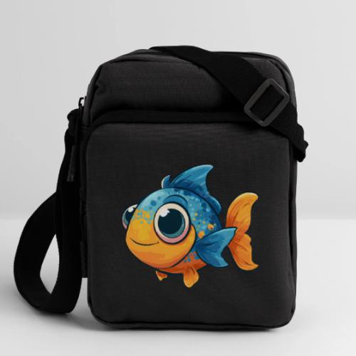 Colorful Cartoon Baby Fish in Blue and Orange - Upright Crossbody Bag