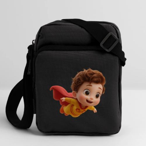 Flying Cartoon Superhero Boy in Yellow Suit - Upright Crossbody Bag