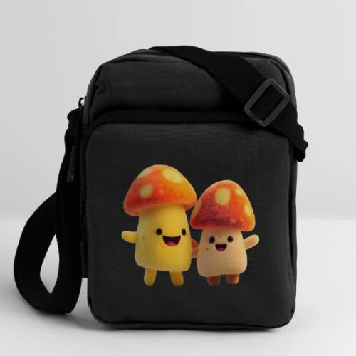 Joyful Cartoon Mushroom Duo - Upright Crossbody Bag