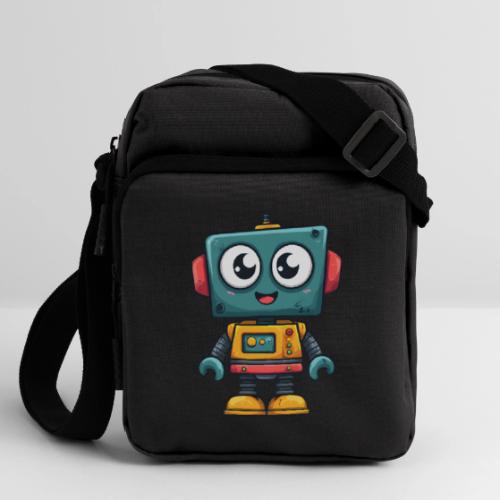 Cute Cartoon Robot Standing with a Smile - Upright Crossbody Bag