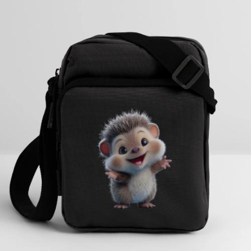 Playful Cartoon Hedgehog with Joyful Pose - Upright Crossbody Bag