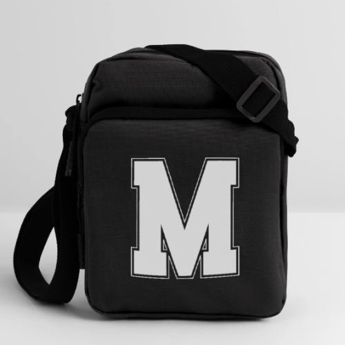 White Letter M – Varsity Alphabet Monogram - Upright Crossbody Bag