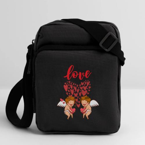 Cupid Love Designs, cupid love angel vibration. - Upright Crossbody Bag
