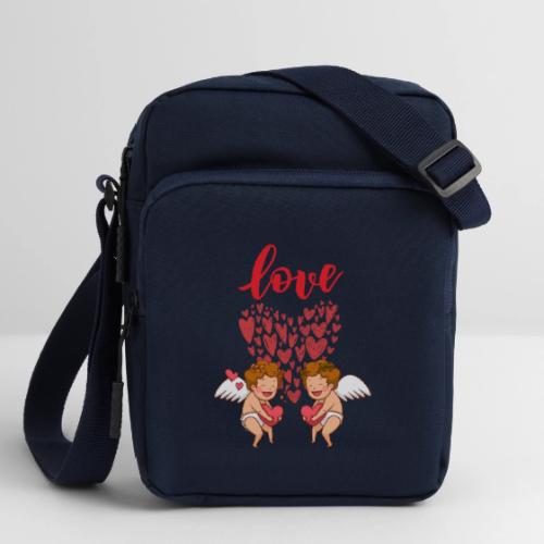 Cupid Love Designs, cupid love angel vibration. - Upright Crossbody Bag