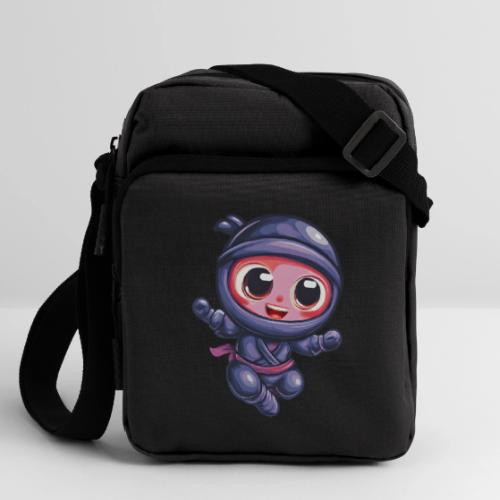 Joyful Cartoon Baby Ninja Jumping in Action - Upright Crossbody Bag