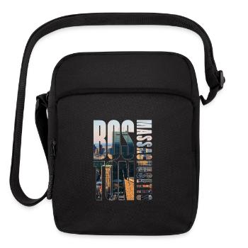 Boston Massachusetts Skyline Typography Design - Upright Crossbody Bag - black - Front