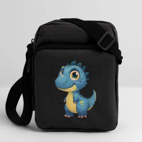 Smiling Blue and Yellow Baby Dinosaur - Upright Crossbody Bag