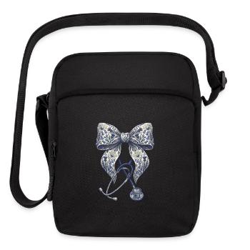 Floral Bow Stethoscope - Upright Crossbody Bag - black - Front