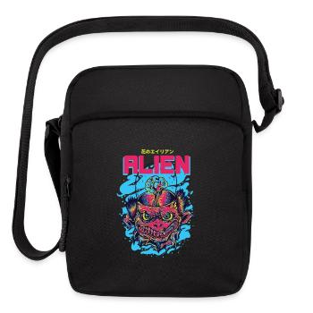 Neon Flower Alien Portrait - Upright Crossbody Bag - black - Front