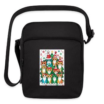 Cats with Christmas Tree cute gift for cat lover - Upright Crossbody Bag - black - Front