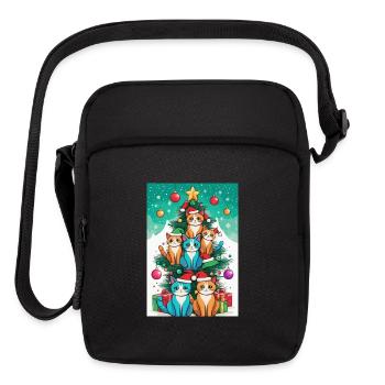 Cute Cat on Christmas Tree gift for Cats lover - Upright Crossbody Bag - black - Front