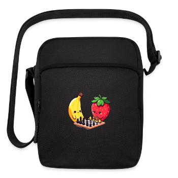Chess banana and strawberry checkerboard - Upright Crossbody Bag - black - Front