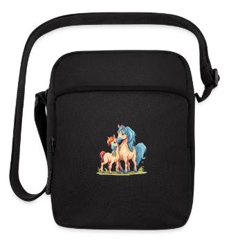 Mother's Day Horse Design: Sweet & Colorful Gift - Upright Crossbody Bag - black - Front