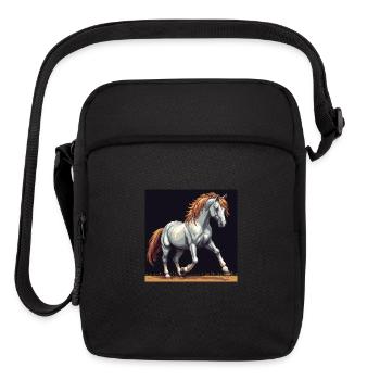 A pixel art of a horse - Upright Crossbody Bag - black - Front
