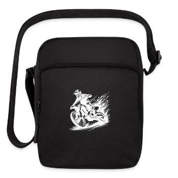 Motocross Rider In The Mud Illustration Drawing - Upright Crossbody Bag - black - Front