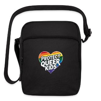 Protect Queer Kids Rainbow Heart LGBT Pride - Upright Crossbody Bag - black - Front