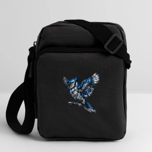 Silver Blue Jay Open Wing Perch - Upright Crossbody Bag