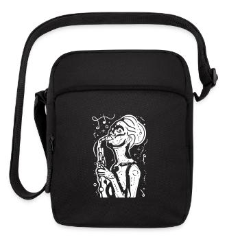 Female Saxophonist Sketch - Upright Crossbody Bag - black - Front