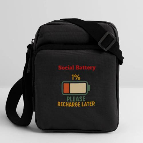 Social Battery 1 Percent Funny Saying tshirt - Upright Crossbody Bag