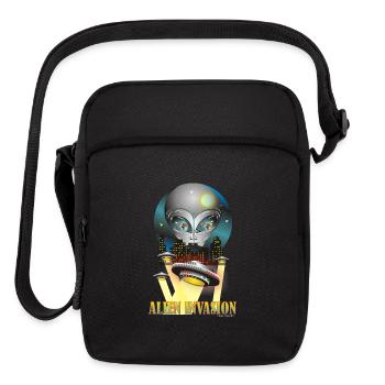 Galactic Alien Invasion T-Shirt Design - Upright Crossbody Bag - black - Front