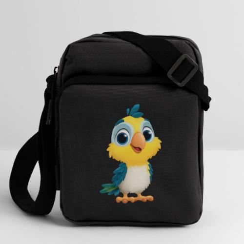 Playful Cartoon Parrot with Big Happy Eyes - Upright Crossbody Bag