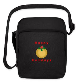 Happy Holidays Gold Ornament With Holly - Upright Crossbody Bag - black - Front