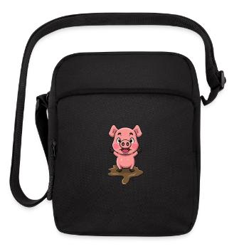 Cute pig in a mud - Upright Crossbody Bag - black - Front