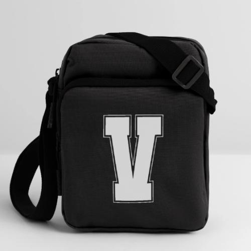 White Letter V – Varsity Alphabet Monogram - Upright Crossbody Bag