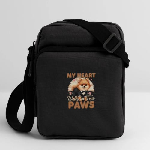 My Heart Walks on Four Paws – Pomeranian tee - Upright Crossbody Bag