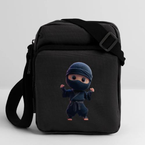 Cute Cartoon Ninja Toddler in Fight Pose - Upright Crossbody Bag