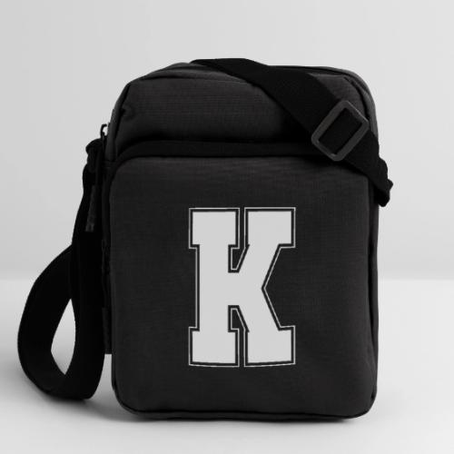 White Letter K – Varsity Alphabet Monogram - Upright Crossbody Bag
