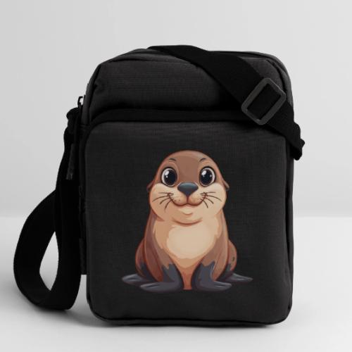 Smiling Cartoon Brown Sea Lion - Upright Crossbody Bag