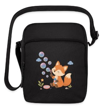 Cute fox blowing colorful soap bubbles  - Upright Crossbody Bag - black - Front