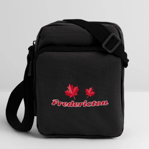 Fredericton with two red maple leaves - Upright Crossbody Bag